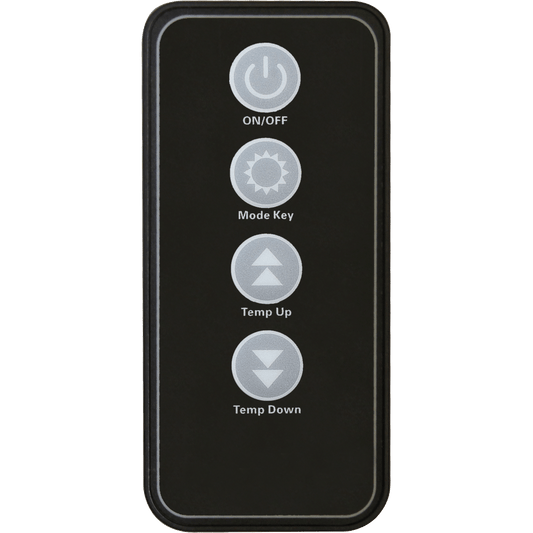 A black Remote - YN022 with four buttons: ON/OFF, Mode, Temp Up (up arrow), and Temp Down (down arrow).