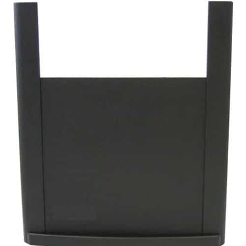 A black, rectangular plastic magazine or brochure holder with tall side supports, designed to complement the Front Panel | EdenPURE 500 XL | WLSPL - 02-WG.