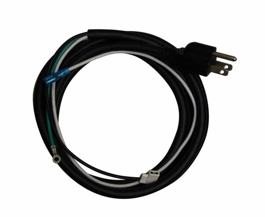 The AC Cord | A5246 is black, with a standard three-prong plug on one end and black, white, and green exposed wires on the other, coiled in a circular shape.