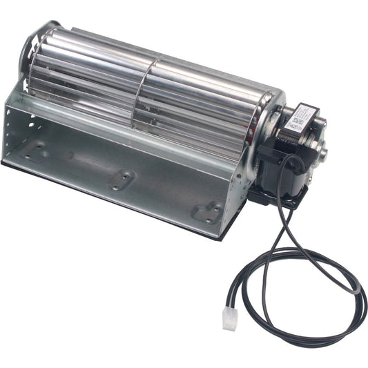 The Complete Fan | YN014 | Copper SMART is a metal tangential blower fan with a cylindrical impeller, motor, and attached power cord, shown on a white background.