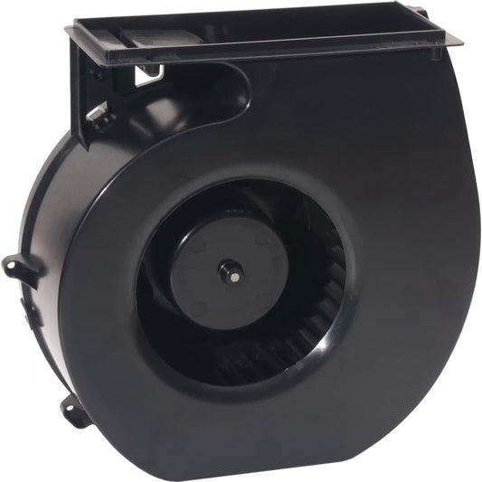 A black plastic centrifugal blower fan housing with a visible circular fan, designed for ventilation or cooling, compatible with the Complete Fan for EdenPURE Wall Hugger - YN019, set against a plain white background.