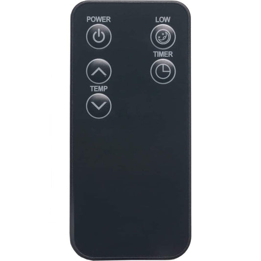 The Remote Control | YN012 features a simple design with five clearly labeled buttons—Power, Temp up, Temp down, Low, and Timer—each marked with an icon for easy use.