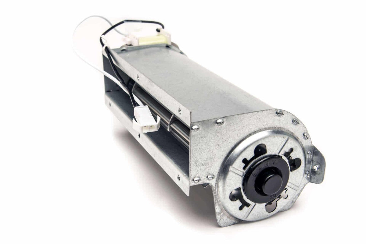 The EdenPURE GEN 4 Complete Fan Assembly features a metal cylindrical blower fan motor with attached wiring, shown at an angle on a white background.