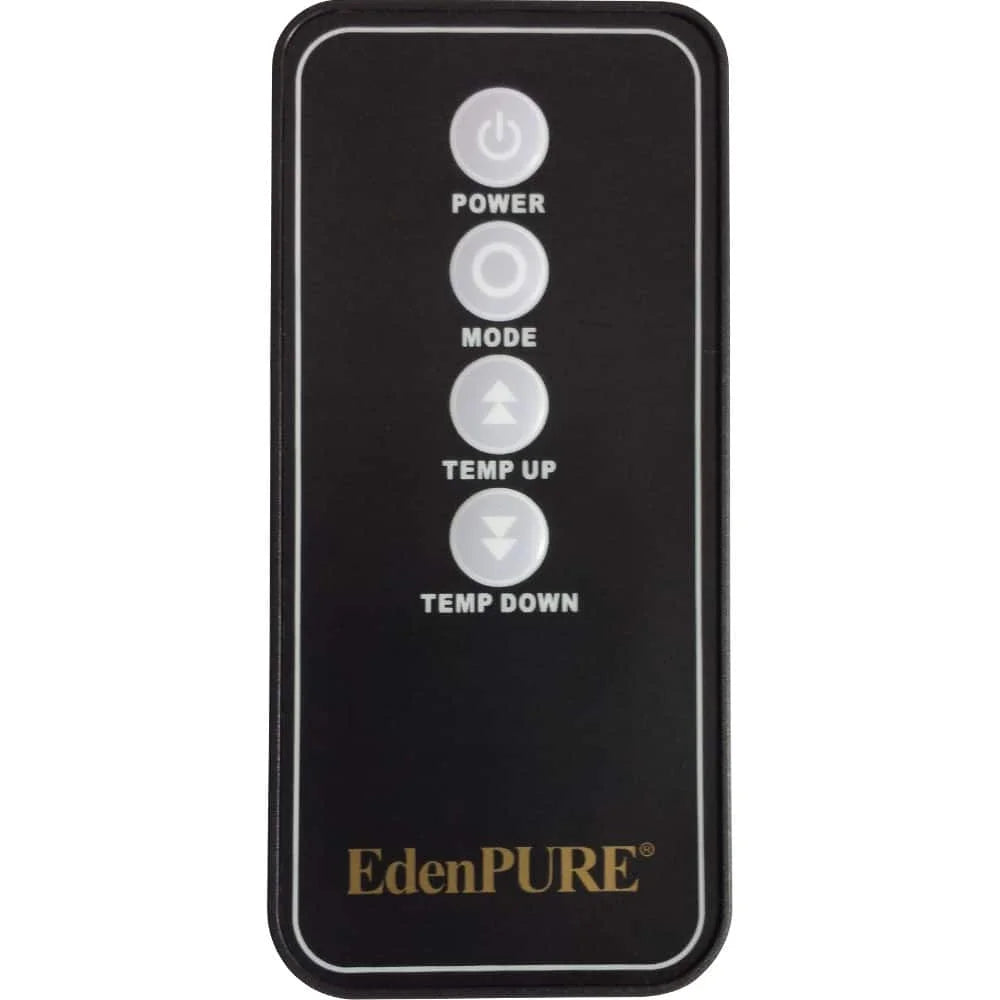The Remote – YN007 is a black remote with five buttons labeled Power, Mode, Temp Up, Temp Down, and arrows, each featuring white text and icons.