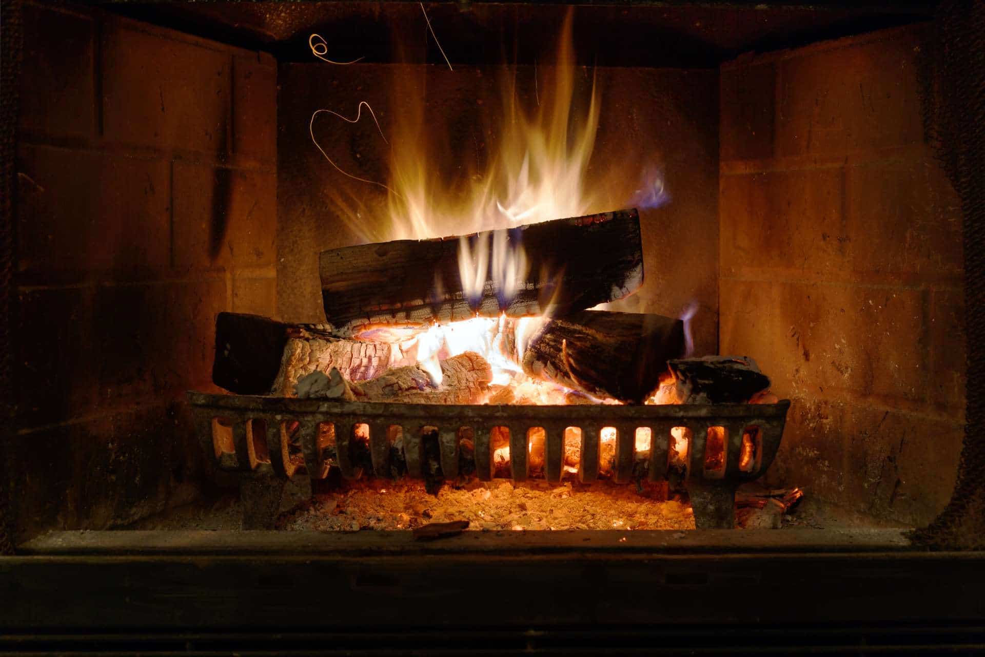Burning Wood In A Fireplace