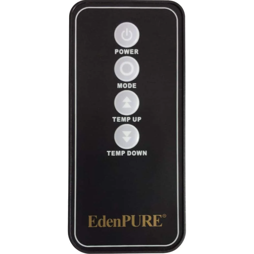 The Remote – YN007 is a black remote with five buttons labeled Power, Mode, Temp Up, Temp Down, and arrows, each featuring white text and icons.